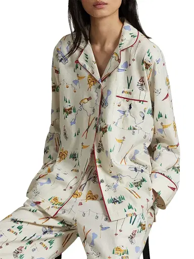 Polo Ralph Lauren Women's Madison Printed Pajamas - Travel Ski Print | Thumbnail 4 Polo Ralph Lauren Women's Madison Printed Pajamas - Travel Ski Print | Thumbnail 4