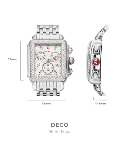 Michele Deco 18mm Stainless Steel Diamond Detail Watch | Thumbnail 4 Michele Deco 18mm Stainless Steel Diamond Detail Watch | Thumbnail 4