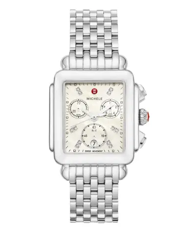 Michele Deco 18mm Stainless Steel Diamond Detail Watch | Thumbnail 1 Michele Deco 18mm Stainless Steel Diamond Detail Watch | Thumbnail 1