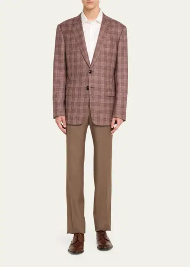 Giorgio Armani Men's Flat-Front Wool Trousers | Thumbnail 2 Giorgio Armani Men's Flat-Front Wool Trousers | Thumbnail 2