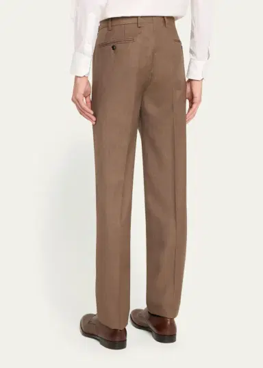 Giorgio Armani Men's Flat-Front Wool Trousers | Thumbnail 3 Giorgio Armani Men's Flat-Front Wool Trousers | Thumbnail 3