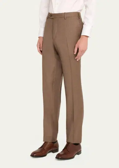 Giorgio Armani Men's Flat-Front Wool Trousers | Thumbnail 4 Giorgio Armani Men's Flat-Front Wool Trousers | Thumbnail 4