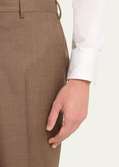 Giorgio Armani Men's Flat-Front Wool Trousers | Thumbnail 5 Giorgio Armani Men's Flat-Front Wool Trousers | Thumbnail 5