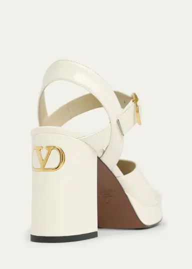 Valentino Garavani Fawcette VLogo Patent Leather Platform Sandals | Thumbnail 5 Valentino Garavani Fawcette VLogo Patent Leather Platform Sandals | Thumbnail 5