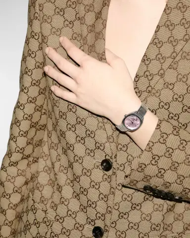 Gucci Interlocking G Small Pink 8 Diamond Stainless Steel Watch with Bracelet Strap | Thumbnail 2 Gucci Interlocking G Small Pink 8 Diamond Stainless Steel Watch with Bracelet Strap | Thumbnail 2