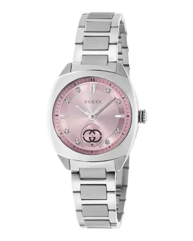 Gucci Interlocking G Small Pink 8 Diamond Stainless Steel Watch with Bracelet Strap | Thumbnail 1 Gucci Interlocking G Small Pink 8 Diamond Stainless Steel Watch with Bracelet Strap | Thumbnail 1