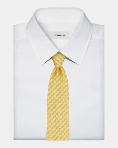 Ferragamo Men's Owl and Gancio Silk Tie | Thumbnail 2 Ferragamo Men's Owl and Gancio Silk Tie | Thumbnail 2