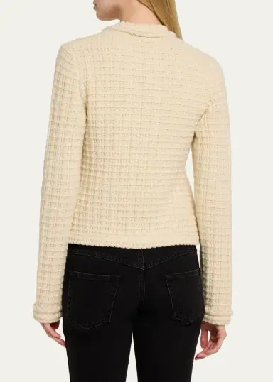 Isabel Marant Hortense Windowpane Knit Collarless Jacket | Thumbnail 3 Isabel Marant Hortense Windowpane Knit Collarless Jacket | Thumbnail 3