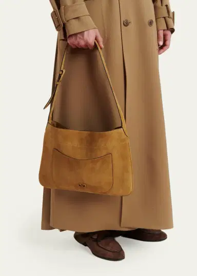 Valentino Garavani Men's Emil Small Suede Hobo Bag | Thumbnail 2 Valentino Garavani Men's Emil Small Suede Hobo Bag | Thumbnail 2