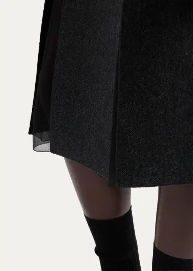 Prada Pleated Wool-Silk Midi Skirt | Thumbnail 4 Prada Pleated Wool-Silk Midi Skirt | Thumbnail 4