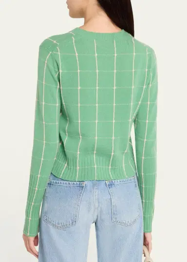 Guest In Residence Shrunken Checkered Cashmere Sweater | Thumbnail 3 Guest In Residence Shrunken Checkered Cashmere Sweater | Thumbnail 3