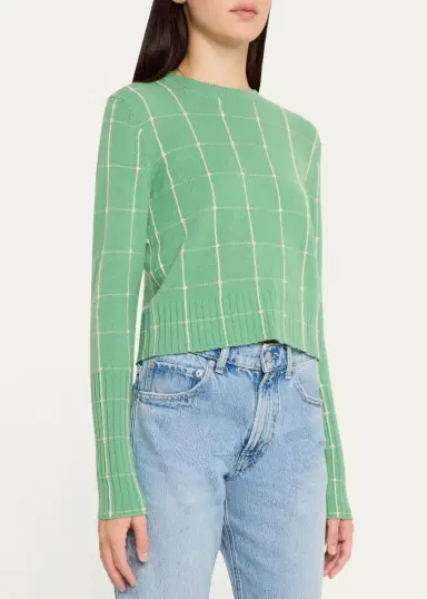 Guest In Residence Shrunken Checkered Cashmere Sweater | Thumbnail 4 Guest In Residence Shrunken Checkered Cashmere Sweater | Thumbnail 4