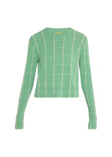 Guest In Residence Shrunken Checkered Cashmere Sweater | Thumbnail 1 Guest In Residence Shrunken Checkered Cashmere Sweater | Thumbnail 1