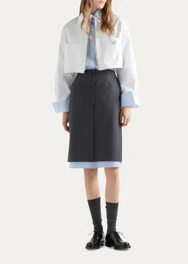 Prada Logo Cotton Crop Jacket | Thumbnail 2 Prada Logo Cotton Crop Jacket | Thumbnail 2