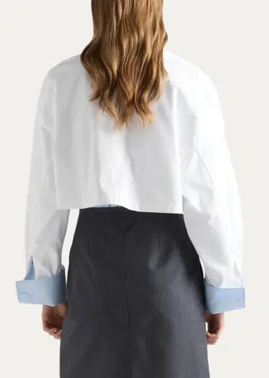 Prada Logo Cotton Crop Jacket | Thumbnail 3 Prada Logo Cotton Crop Jacket | Thumbnail 3