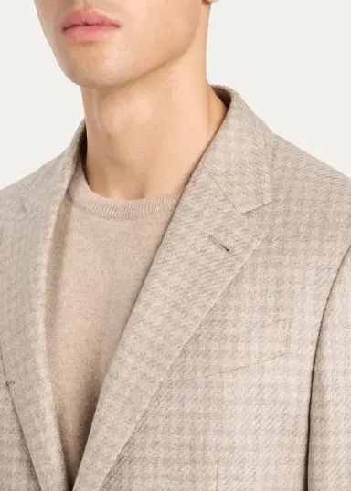 Zegna Men's Cashmere Tonal Houndstooth Single-Breasted Sport Coat | Thumbnail 5 Zegna Men's Cashmere Tonal Houndstooth Single-Breasted Sport Coat | Thumbnail 5