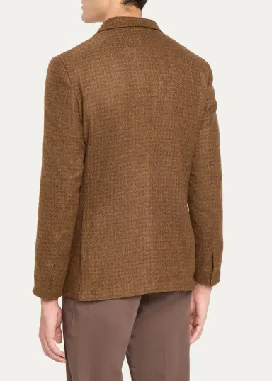 Zegna Men's Cashmere Tonal Houndstooth Single-Breasted Sport Coat | Thumbnail 8 Zegna Men's Cashmere Tonal Houndstooth Single-Breasted Sport Coat | Thumbnail 8