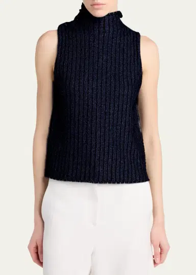 Giorgio Armani Metallic Knit Sleeveless Turtleneck Sweater | Thumbnail 4 Giorgio Armani Metallic Knit Sleeveless Turtleneck Sweater | Thumbnail 4