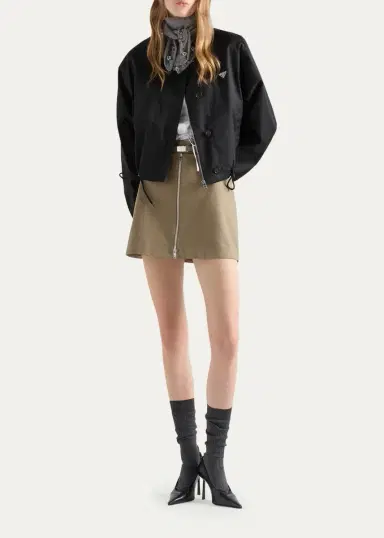 Prada Belted Cotton-Blend Mini Skirt | Thumbnail 2 Prada Belted Cotton-Blend Mini Skirt | Thumbnail 2