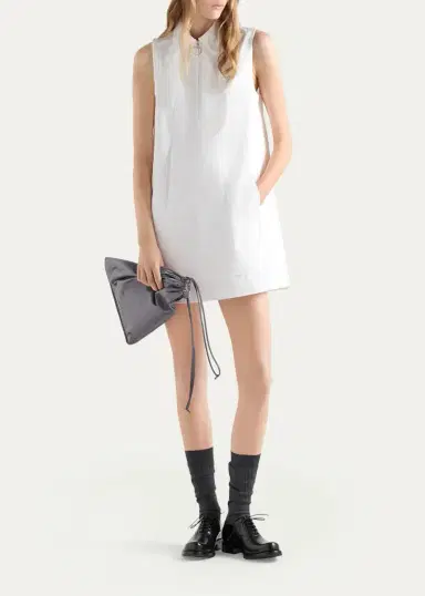 Prada Logo Cotton Sleeveless Mini Dress | Thumbnail 2 Prada Logo Cotton Sleeveless Mini Dress | Thumbnail 2