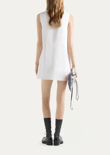 Prada Logo Cotton Sleeveless Mini Dress | Thumbnail 3 Prada Logo Cotton Sleeveless Mini Dress | Thumbnail 3