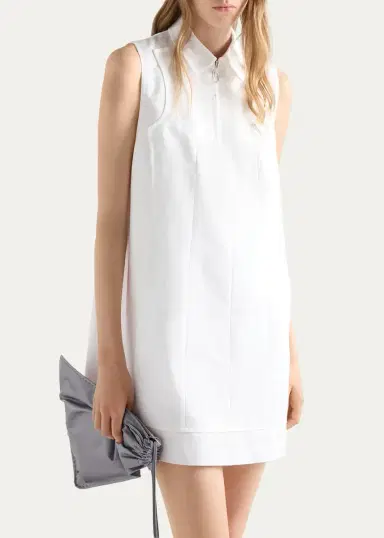 Prada Logo Cotton Sleeveless Mini Dress | Thumbnail 4 Prada Logo Cotton Sleeveless Mini Dress | Thumbnail 4