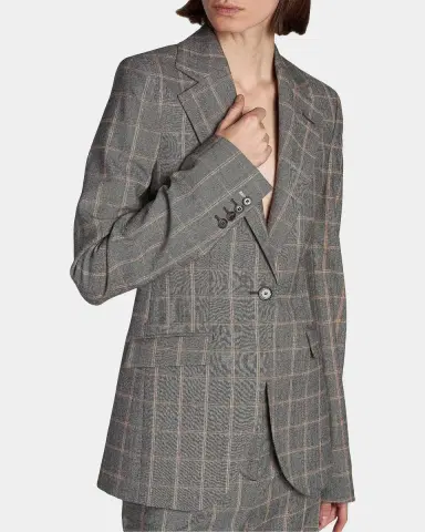Stella McCartney Slim Checked Single-Breasted Blazer Jacket | Thumbnail 5 Stella McCartney Slim Checked Single-Breasted Blazer Jacket | Thumbnail 5