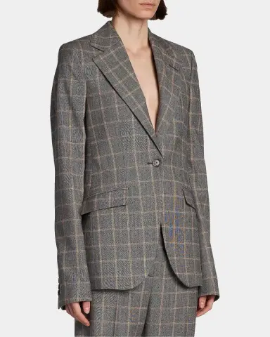 Stella McCartney Slim Checked Single-Breasted Blazer Jacket | Thumbnail 6 Stella McCartney Slim Checked Single-Breasted Blazer Jacket | Thumbnail 6