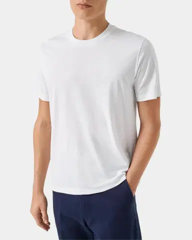 Eton Men's Silk and Cotton Crewneck T-Shirt | Thumbnail 4 Eton Men's Silk and Cotton Crewneck T-Shirt | Thumbnail 4