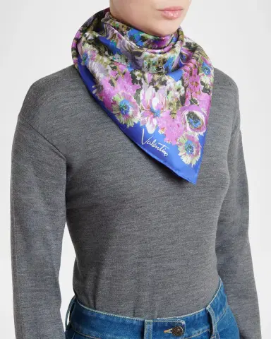 Valentino Garavani Floral Silk Foulard Scarf | Thumbnail 3 Valentino Garavani Floral Silk Foulard Scarf | Thumbnail 3