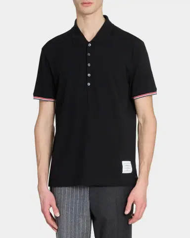 Thom Browne Men's RWB Tipping Wool Jersey Polo Shirt | Thumbnail 4 Thom Browne Men's RWB Tipping Wool Jersey Polo Shirt | Thumbnail 4