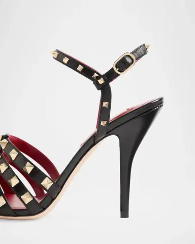 Valentino Garavani 100mm Rockstud Leather Ankle-Strap Sandals | Thumbnail 3 Valentino Garavani 100mm Rockstud Leather Ankle-Strap Sandals | Thumbnail 3