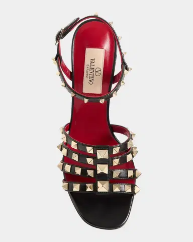 Valentino Garavani 100mm Rockstud Leather Ankle-Strap Sandals | Thumbnail 4 Valentino Garavani 100mm Rockstud Leather Ankle-Strap Sandals | Thumbnail 4