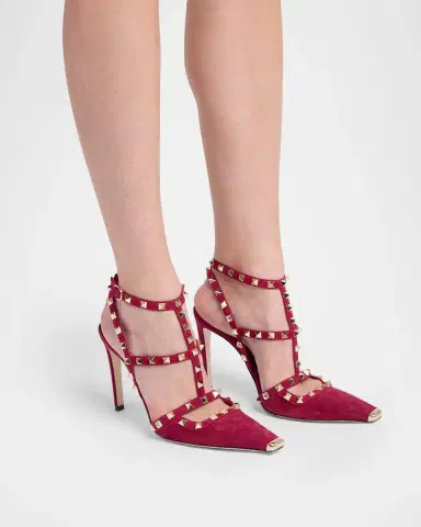 Valentino Garavani Rockstud 100mm Studded Suede Strappy Pumps | Thumbnail 2 Valentino Garavani Rockstud 100mm Studded Suede Strappy Pumps | Thumbnail 2