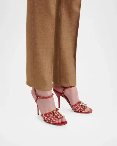 Valentino Garavani 100mm Rockstud Leather Ankle-Strap Sandals | Thumbnail 2 Valentino Garavani 100mm Rockstud Leather Ankle-Strap Sandals | Thumbnail 2
