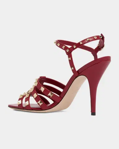 Valentino Garavani 100mm Rockstud Leather Ankle-Strap Sandals | Thumbnail 4 Valentino Garavani 100mm Rockstud Leather Ankle-Strap Sandals | Thumbnail 4