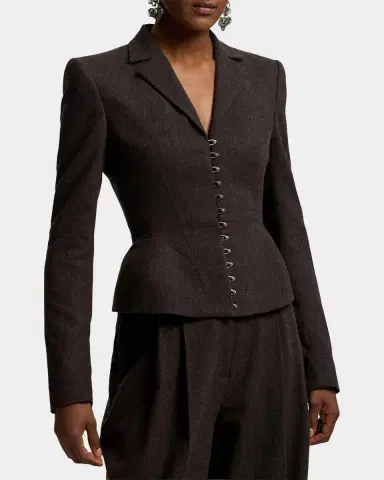 Ralph Lauren Collection Joleene Wool Herringbone Structured Jacket | Thumbnail 4 Ralph Lauren Collection Joleene Wool Herringbone Structured Jacket | Thumbnail 4
