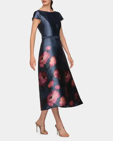 Kay Unger New York Ina Mikado Poppy Tea-Length Cocktail Dress | Thumbnail 6 Kay Unger New York Ina Mikado Poppy Tea-Length Cocktail Dress | Thumbnail 6