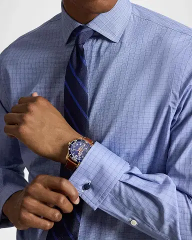 Polo Ralph Lauren Men's Cotton Plaid Custom Fit French Cuff Dress Shirt | Thumbnail 5 Polo Ralph Lauren Men's Cotton Plaid Custom Fit French Cuff Dress Shirt | Thumbnail 5