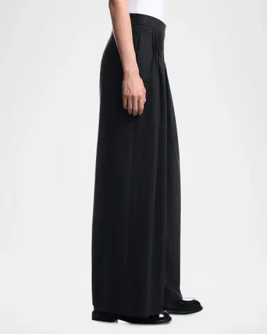Emporio Armani Pleated Wide-Leg Flannel Palazzo Trousers | Thumbnail 6 Emporio Armani Pleated Wide-Leg Flannel Palazzo Trousers | Thumbnail 6