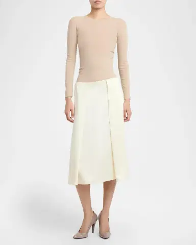 Jil Sander Side Paneled Wool Sable Midi Skirt | Thumbnail 2 Jil Sander Side Paneled Wool Sable Midi Skirt | Thumbnail 2