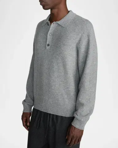 Frame Men's Boiled Wool Polo Sweater | Thumbnail 6 Frame Men's Boiled Wool Polo Sweater | Thumbnail 6