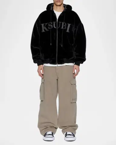 Ksubi Men's Walkout Logo Faux-Fur Hooded Jacket | Thumbnail 2 Ksubi Men's Walkout Logo Faux-Fur Hooded Jacket | Thumbnail 2