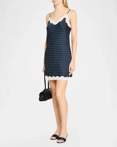 Papinelle Annabelle Polka-Dot Satin Lace-Trim Mini Slip Dress | Thumbnail 4 Papinelle Annabelle Polka-Dot Satin Lace-Trim Mini Slip Dress | Thumbnail 4