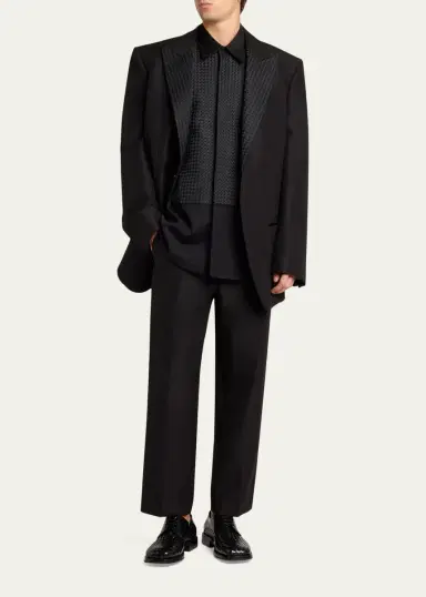 Bottega Veneta Men's Wool Mohair Flat-Front Trousers | Thumbnail 2 Bottega Veneta Men's Wool Mohair Flat-Front Trousers | Thumbnail 2