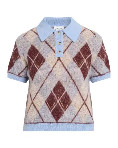 TANYA TAYLOR Camilla Argyle Polo Sweater | Thumbnail 1 TANYA TAYLOR Camilla Argyle Polo Sweater | Thumbnail 1