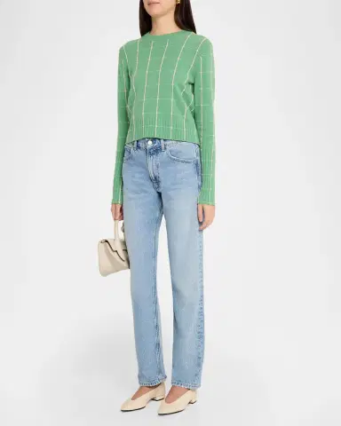 Guest In Residence Shrunken Checkered Cashmere Sweater | Thumbnail 2 Guest In Residence Shrunken Checkered Cashmere Sweater | Thumbnail 2