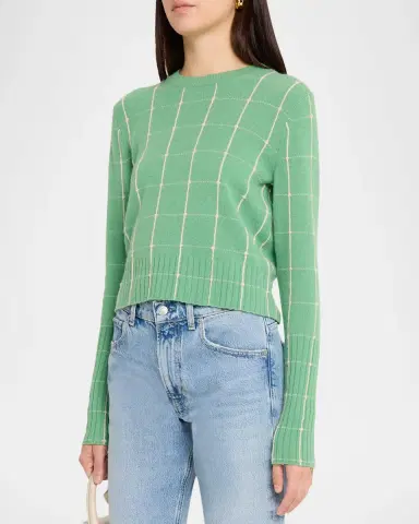 Guest In Residence Shrunken Checkered Cashmere Sweater | Thumbnail 4 Guest In Residence Shrunken Checkered Cashmere Sweater | Thumbnail 4