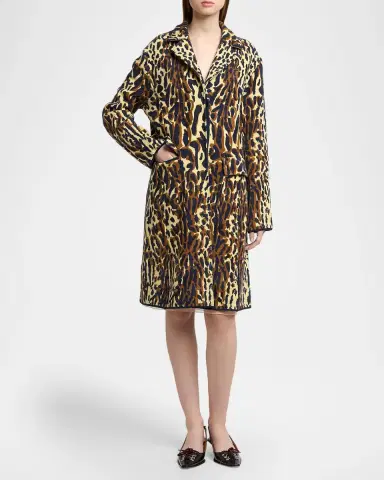 Marni Leopard Knit Wool-Cashmere Single-Breasted Coat | Thumbnail 2 Marni Leopard Knit Wool-Cashmere Single-Breasted Coat | Thumbnail 2