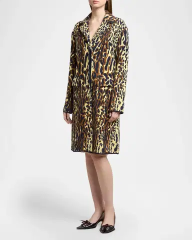 Marni Leopard Knit Wool-Cashmere Single-Breasted Coat | Thumbnail 4 Marni Leopard Knit Wool-Cashmere Single-Breasted Coat | Thumbnail 4
